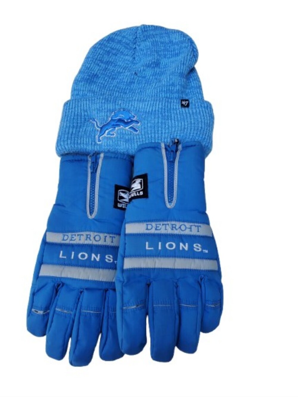 Detroit Lions Knit Beanie And Gloves Bundle
